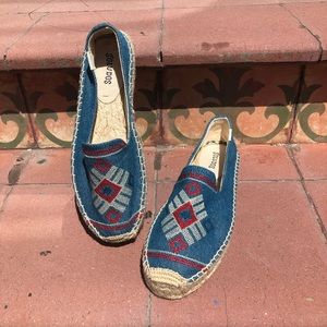 Soludos denim & canvas shoes Aztec stitch